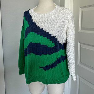 Handmade Vintage Chunky Knit Patterned Pullover - Sz Small
